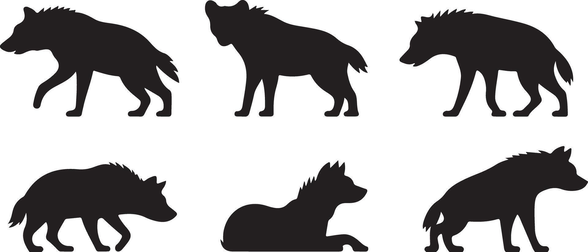 Set of Hyena silhouettes vector