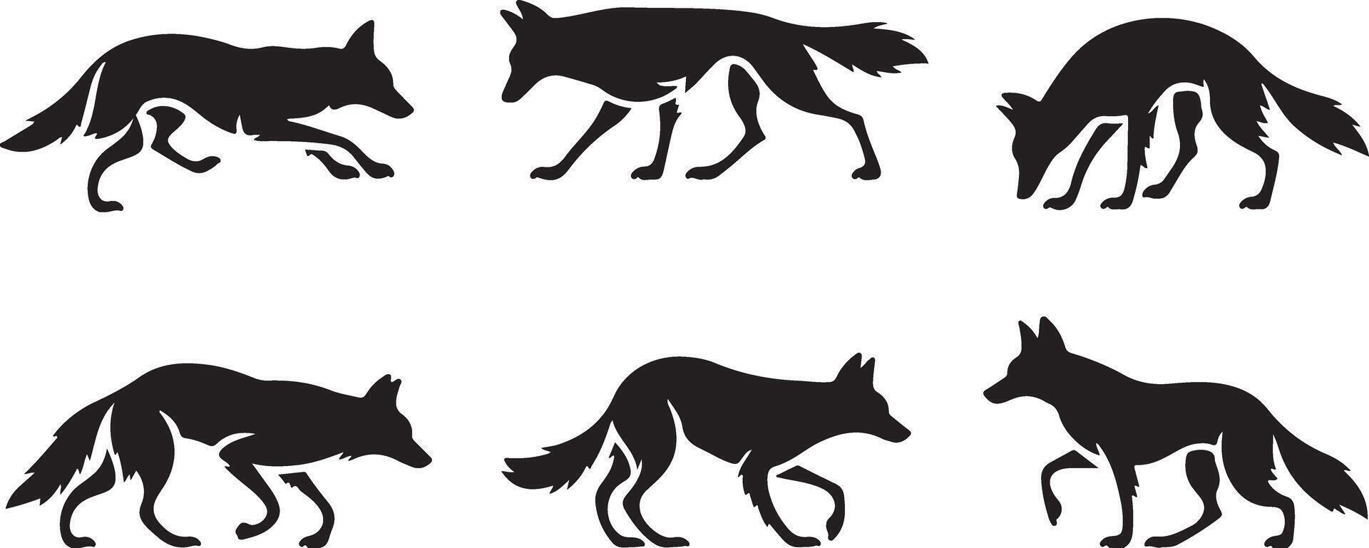 Set of Coyote silhouette vector