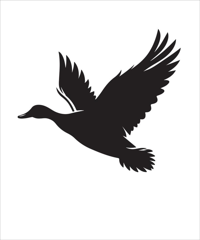 illustration of a flying bird. flying duck silhouette on a pristine white background. vector