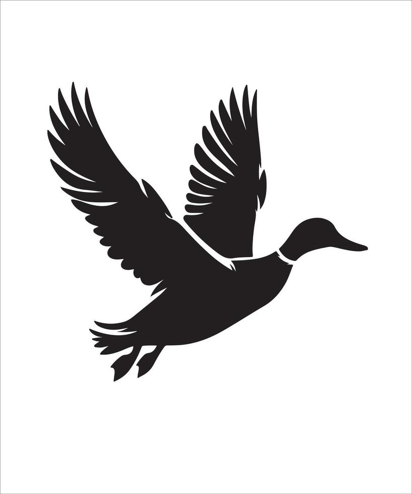 Flying Duck Silhouette Illustration Design on White Background vector