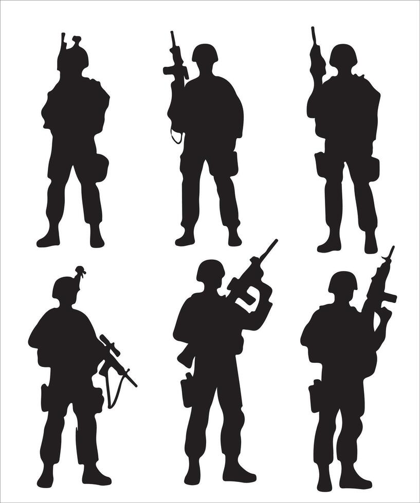 silhouettes of soldiers vector