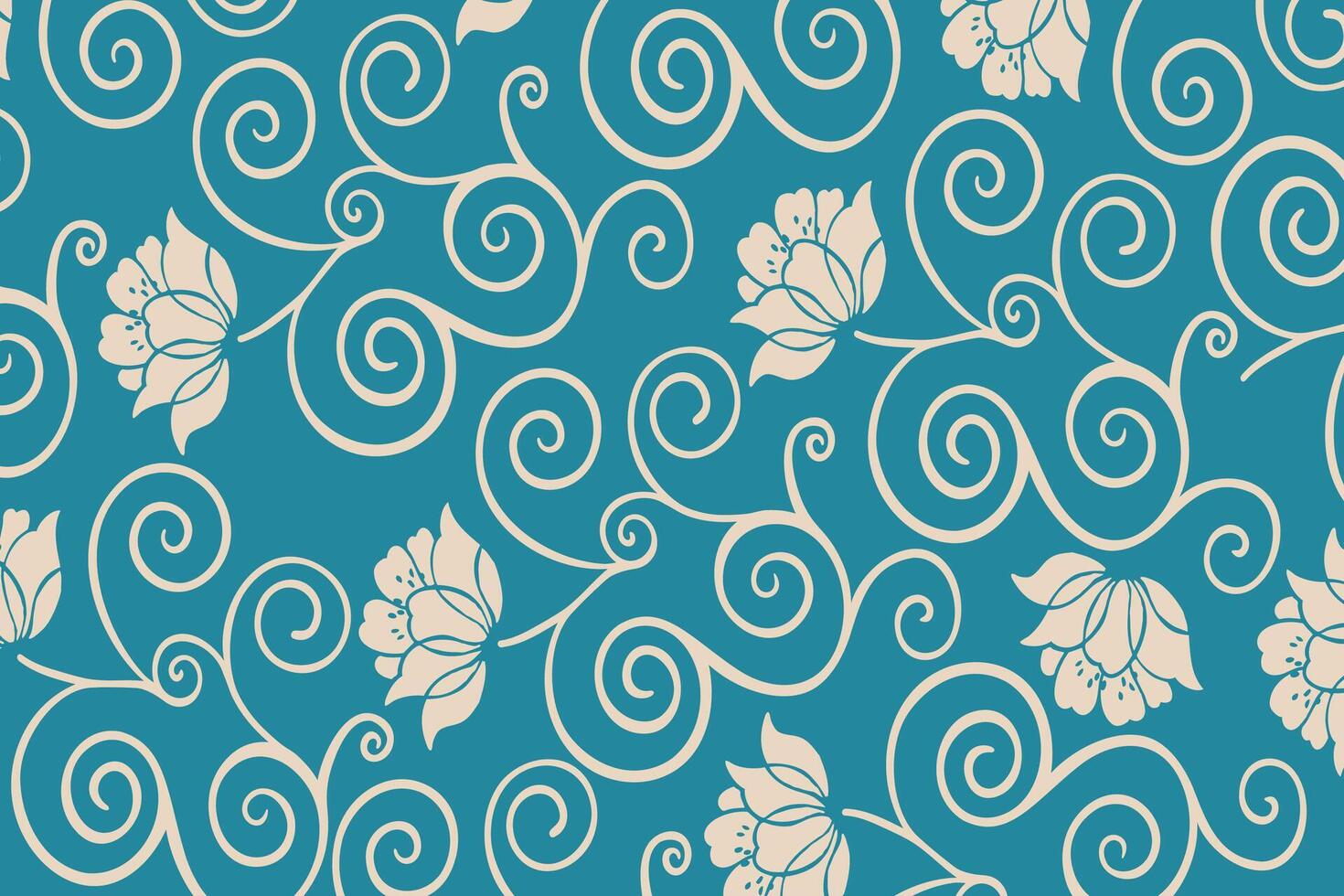 A blue and white floral pattern vector
