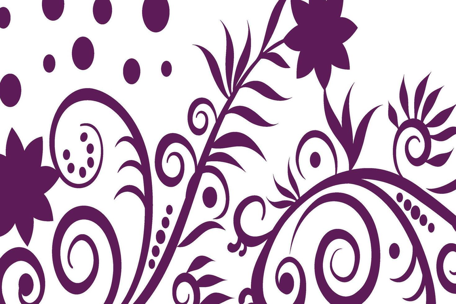 A purple floral design with swirls and dots vector