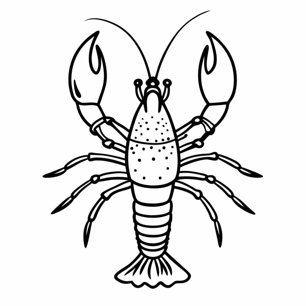 Black and White Lobster Illustration Detailed Line Art for Seafood Designs vector