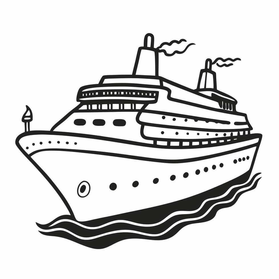 Cruise Ship Illustration Classic Design of Ocean Liner vector