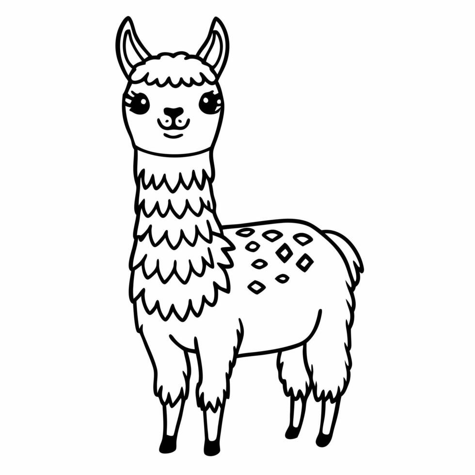 Adorable Llama Outline Playful and Trendy Illustration vector