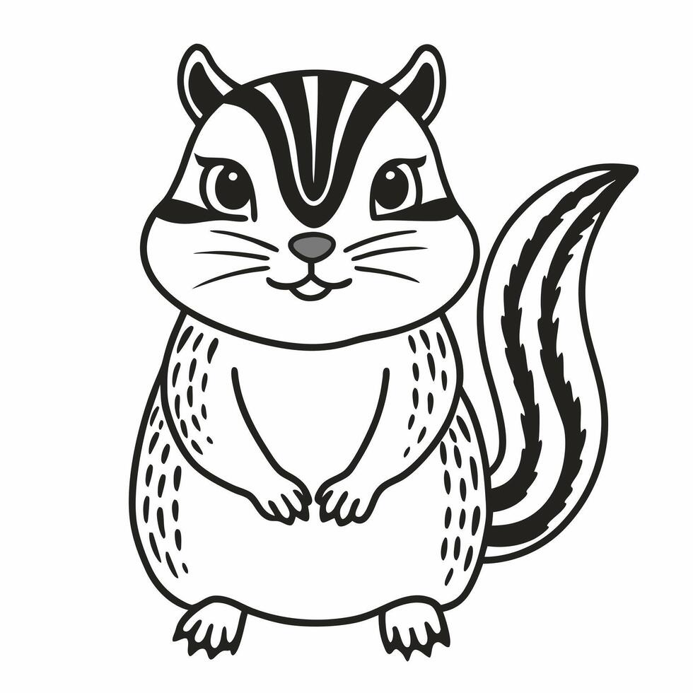 Adorable Black and White Chipmunk Illustration for Nature Themed Designs vector