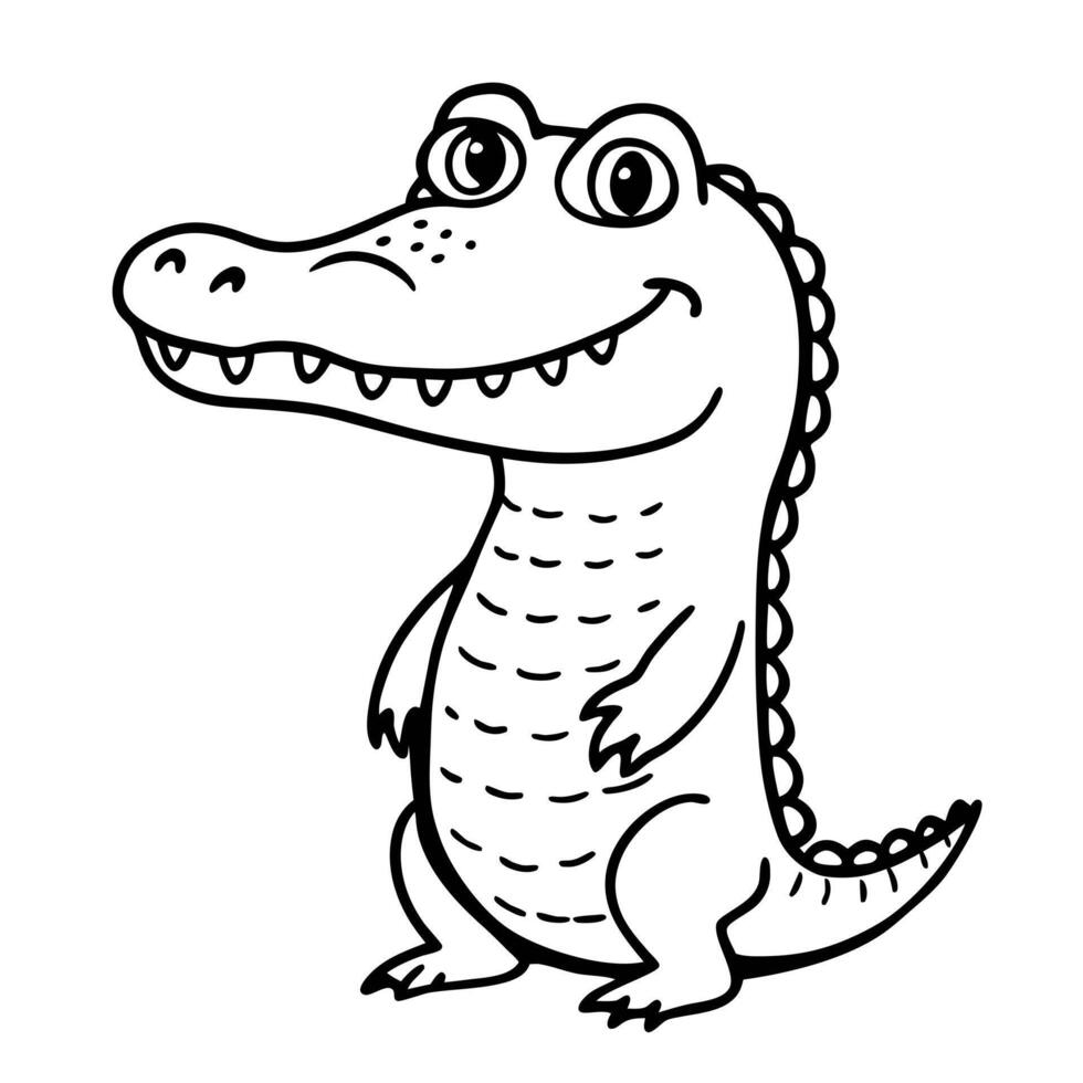 Cute Crocodile Line Art Illustration for Coloring Books and Kids' Crafts vector