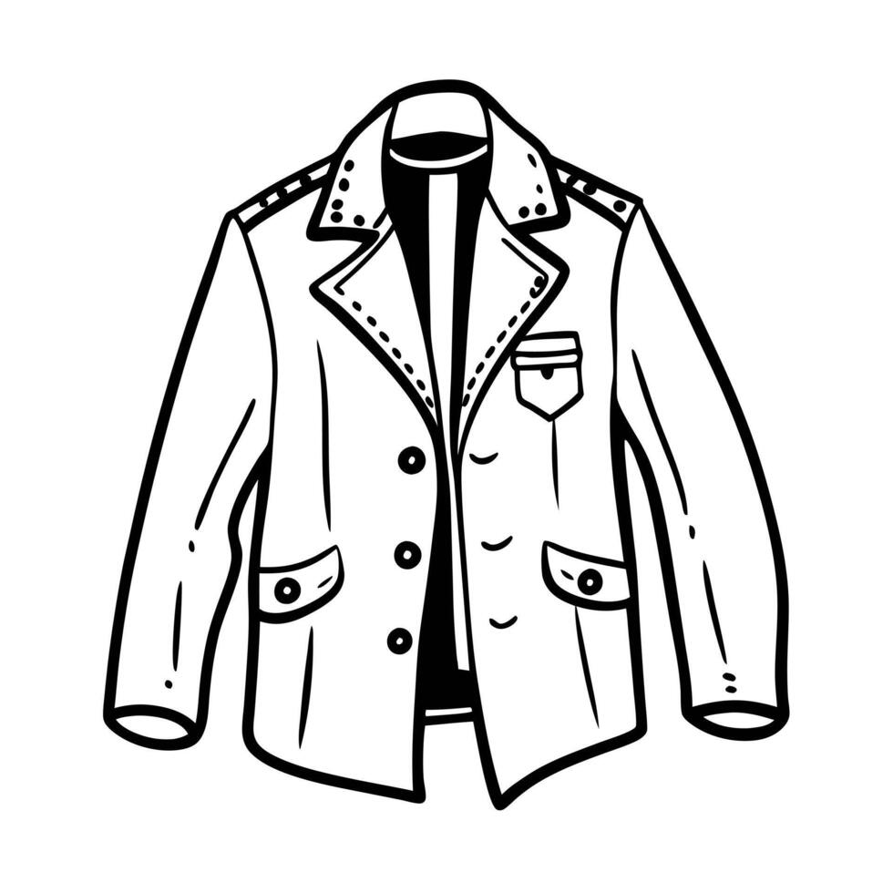 Vintage Sketch of a Stylish Double Breasted Jacket with Detailed Buttons and Pockets vector