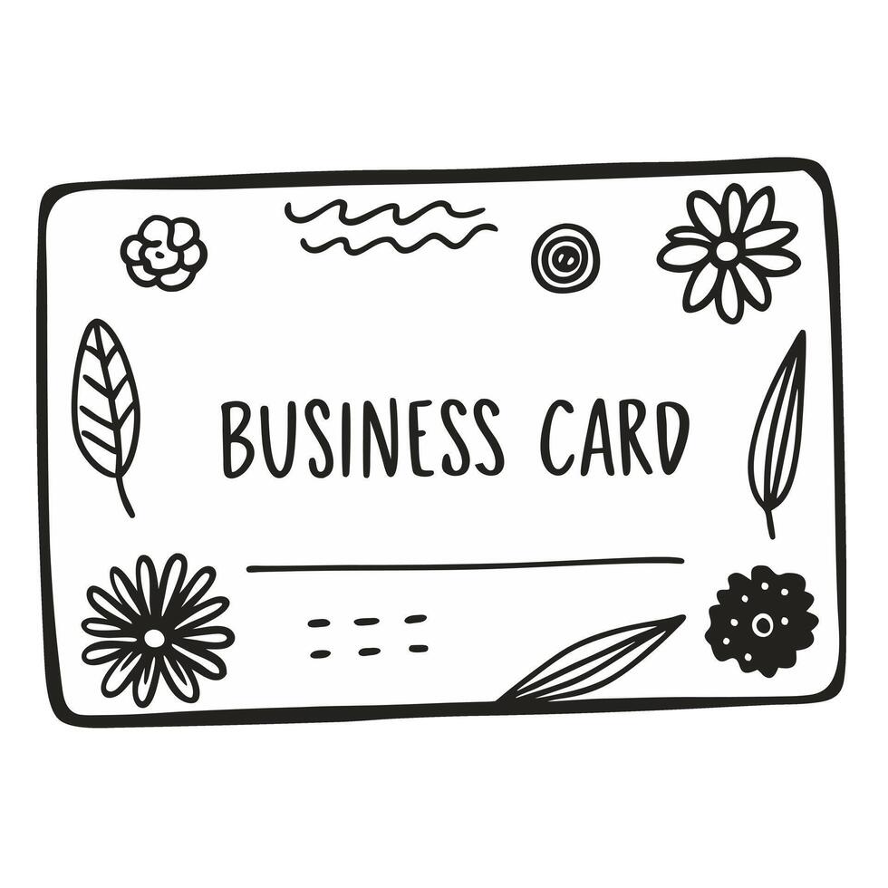 Doodle Business Card with Floral and Geometric Patterns for Creative Branding vector