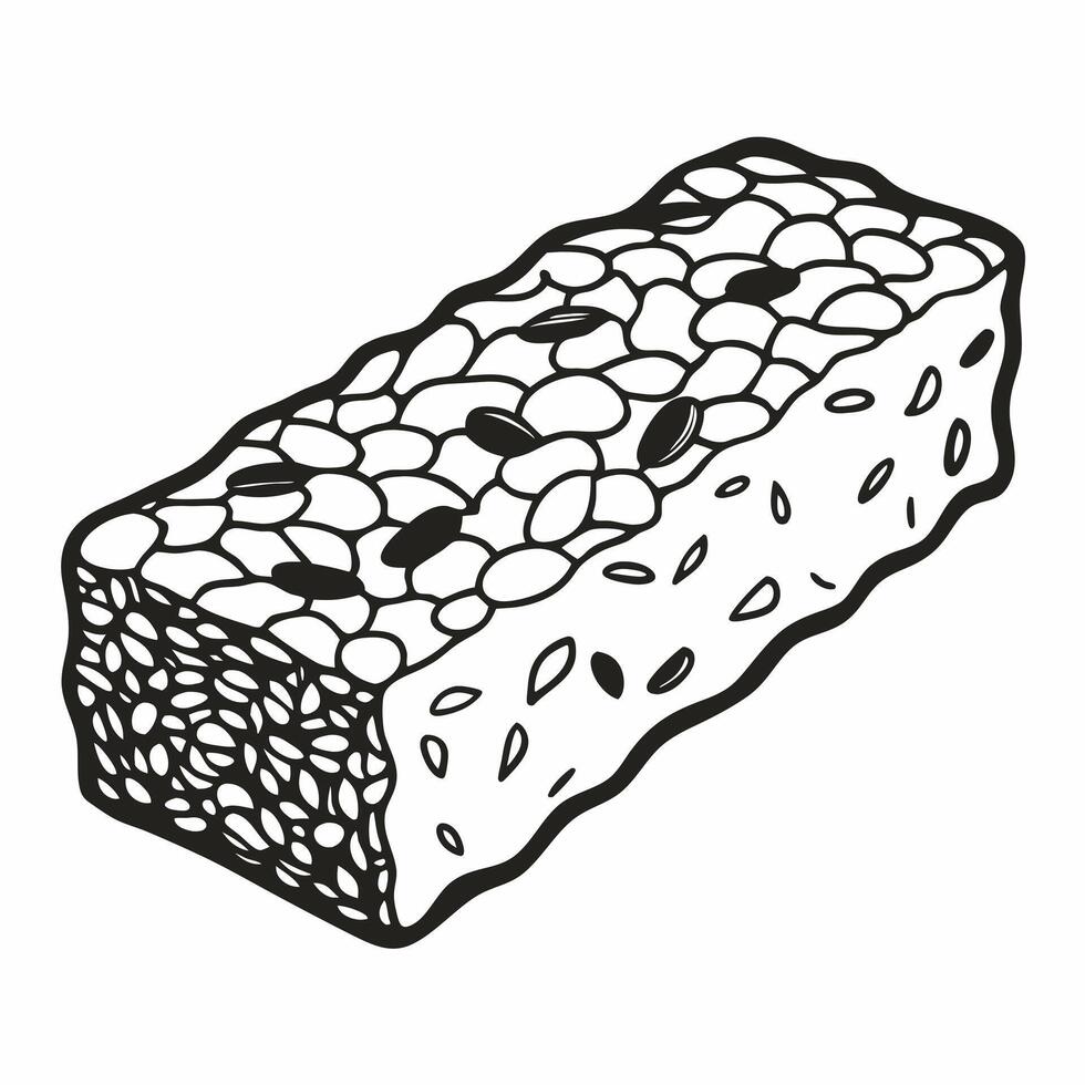 Hand Drawn Granola Bar Illustration with Nuts and Seeds vector