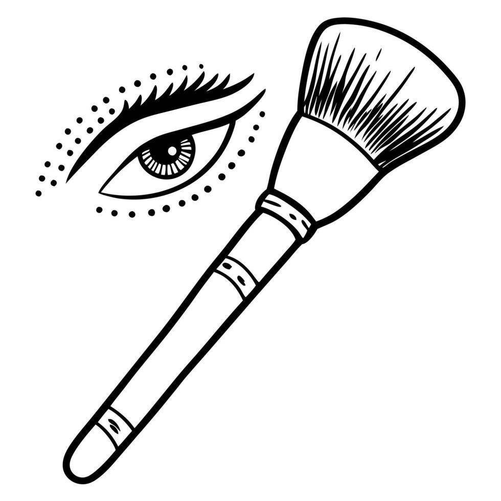 Makeup Illustration with Eye and Brush Art Design for Beauty Concepts vector