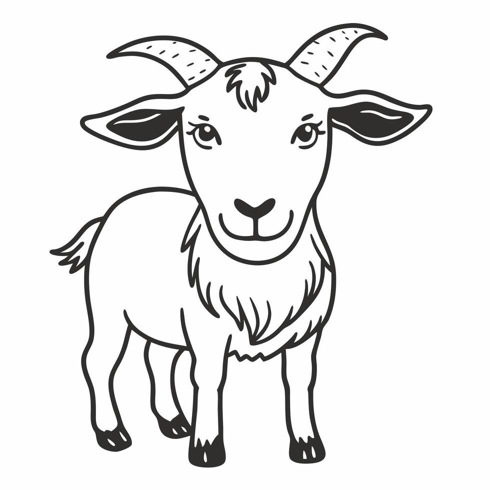 Charming Black and White Goat Illustration Perfect for Farm Themed Designs vector