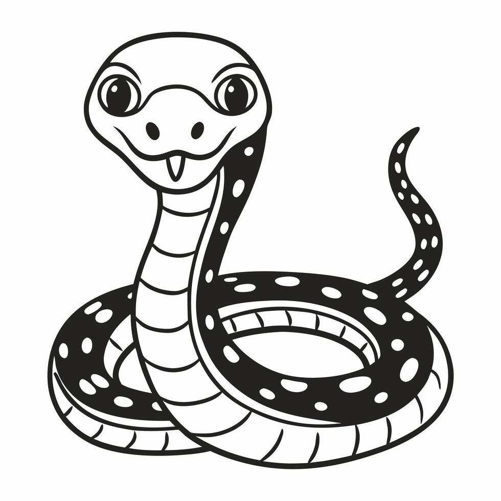 Snake Illustration Black and White Art with Cute Design vector