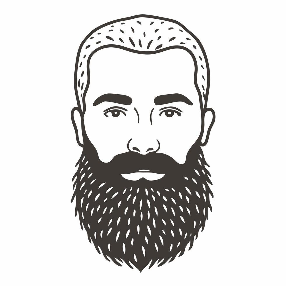 Hipster Beard and Mustache Line Art Illustration vector