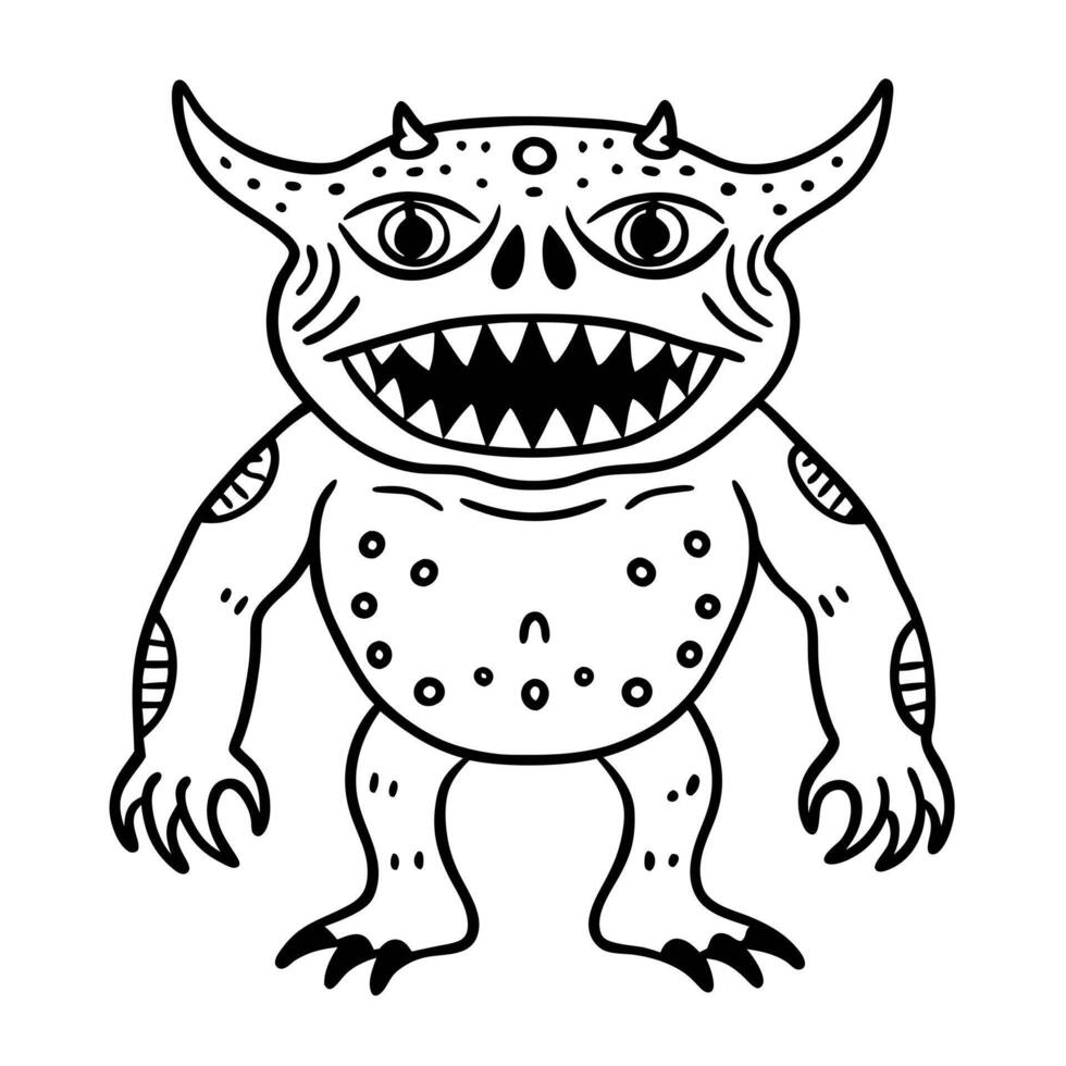 Illustration of Smiling Alien Monster with Spots and Horns vector