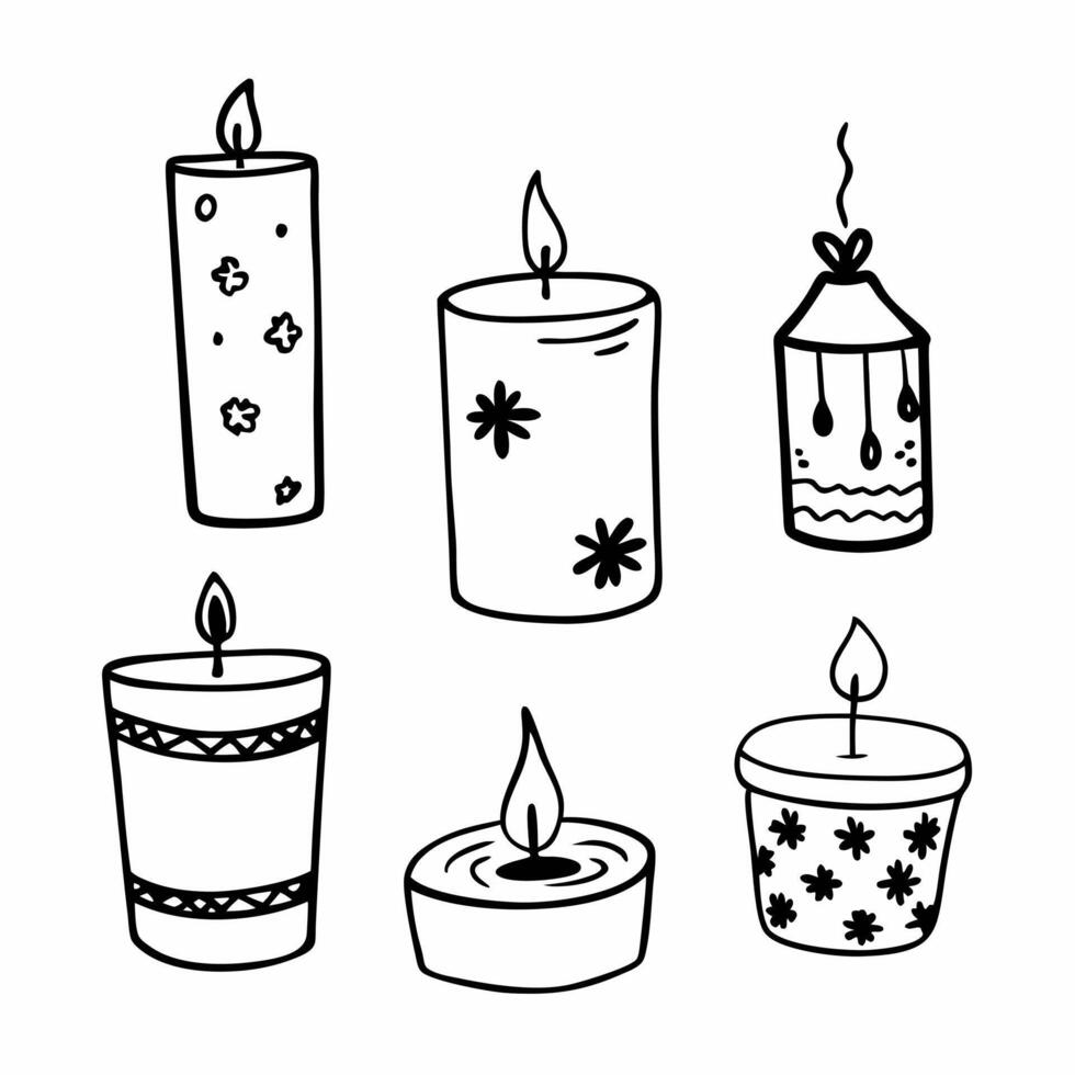 Hand Drawn Candle Collection Illustration for Decor and Design vector