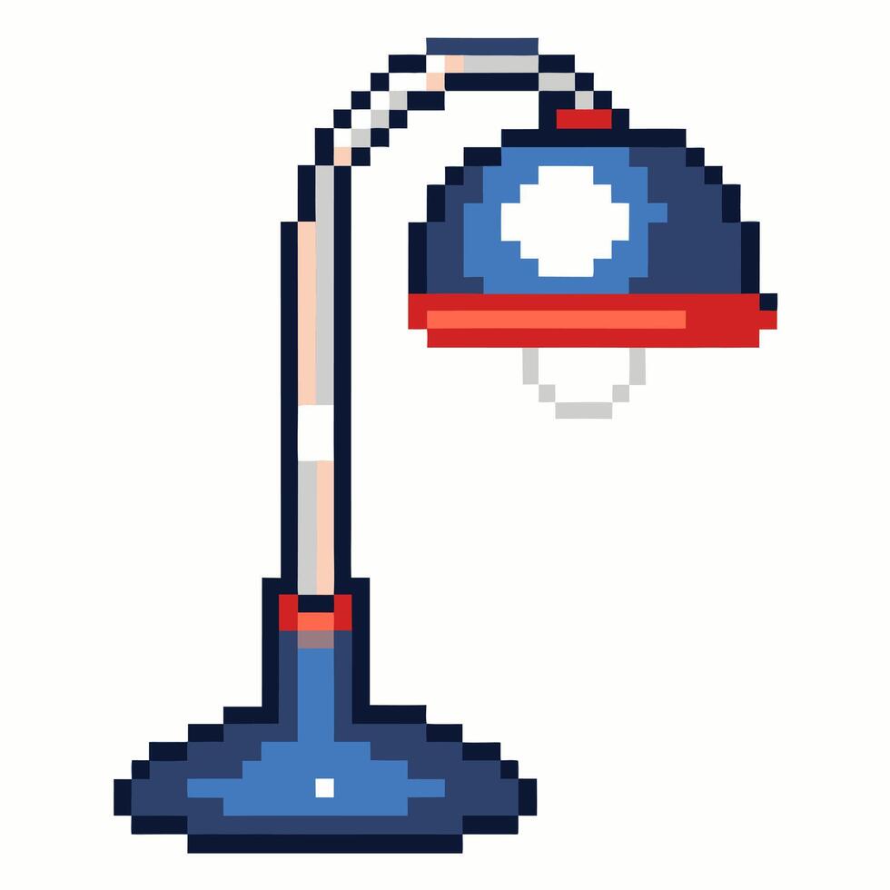 Retro Pixel Art Lamp Illustration Nostalgic Pixelated Desk Light Design vector