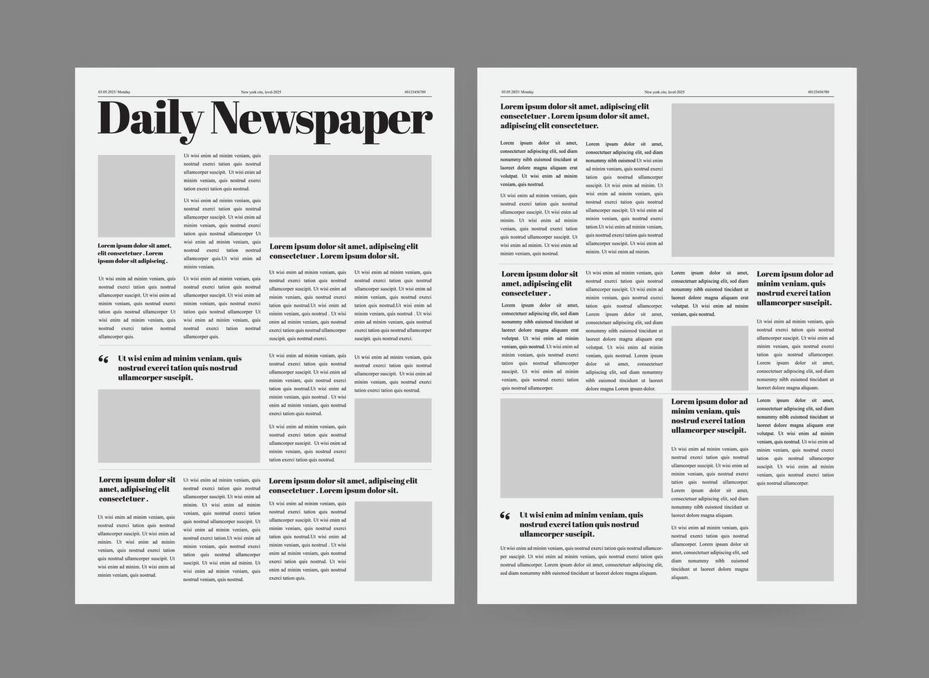 Journal Newspaper, Newspaper Layout Template vector