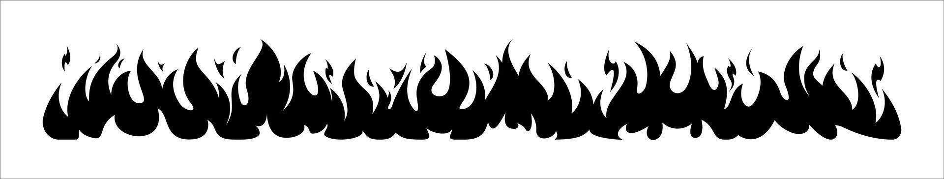 Black Flame Outline. Fiery Tattoo Border. vector