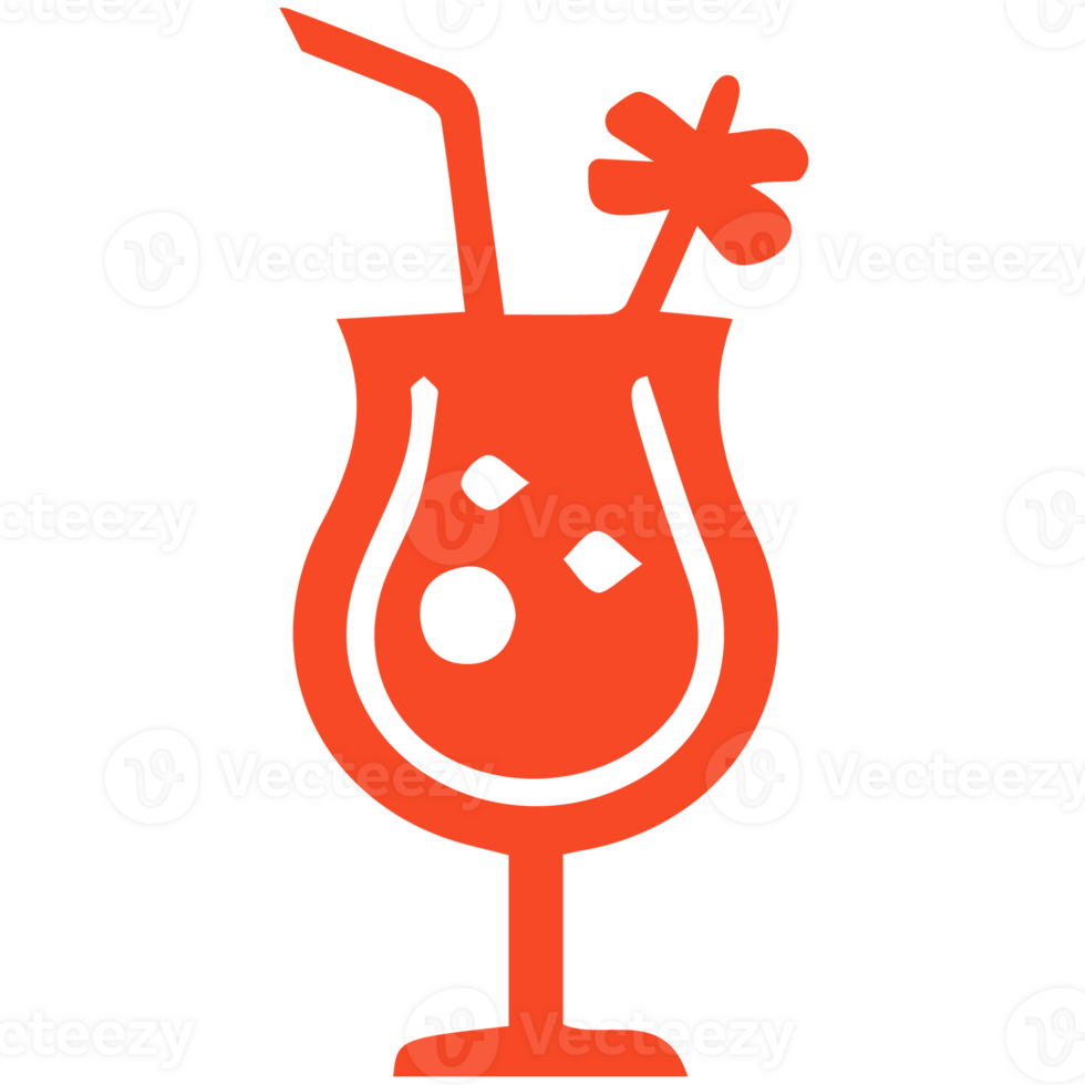 A red drink with a straw and a leaf png