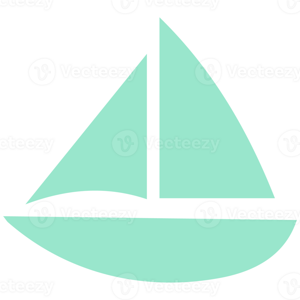 A sailboat icon in a light green color png