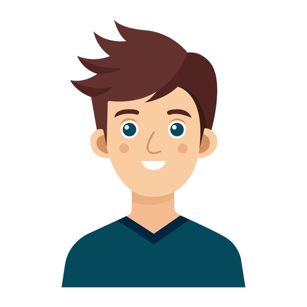 A man avatar with brown hair character illustration vector