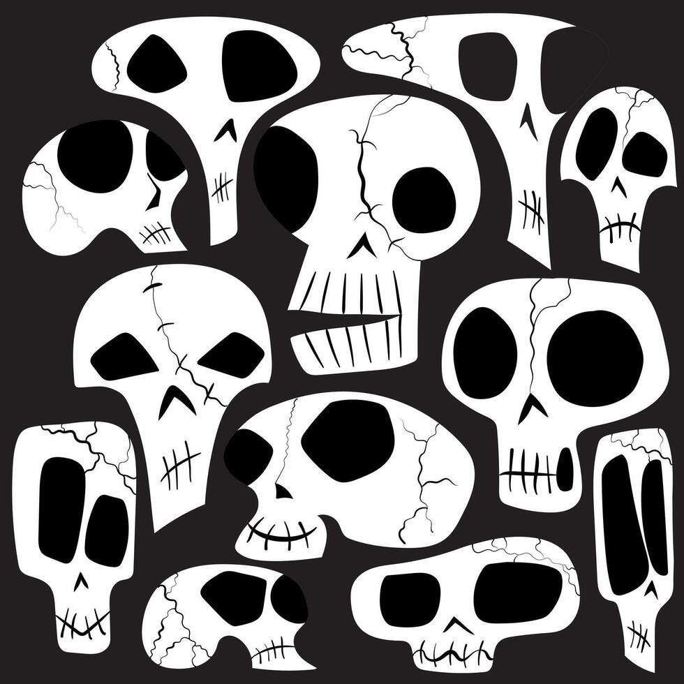 Cartoon Skull Doodle in black vector