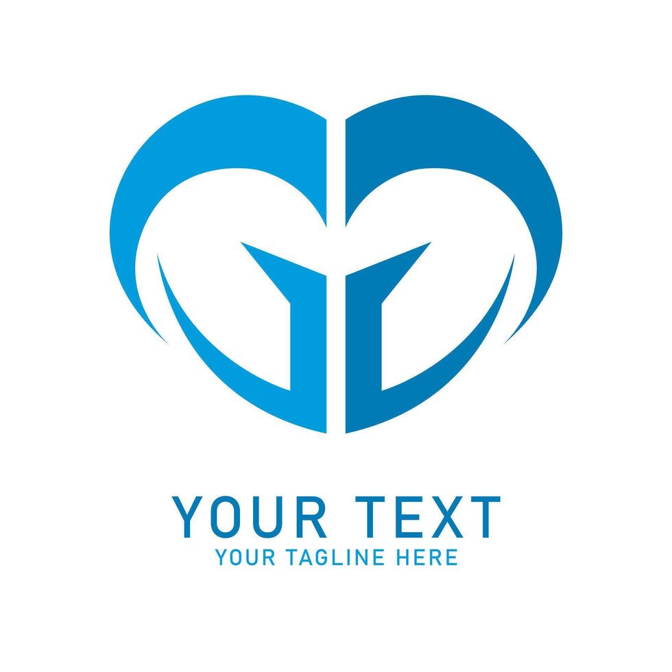 Abstract Heart M Letter Art, Blue Geometric Design, Isolated on White vector
