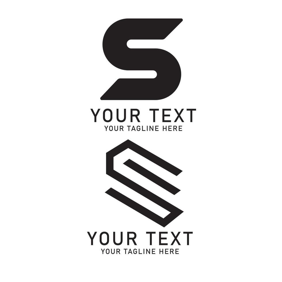 Letter S Logo Art, Black Geometric Design, Two Variations Isolated on White vector