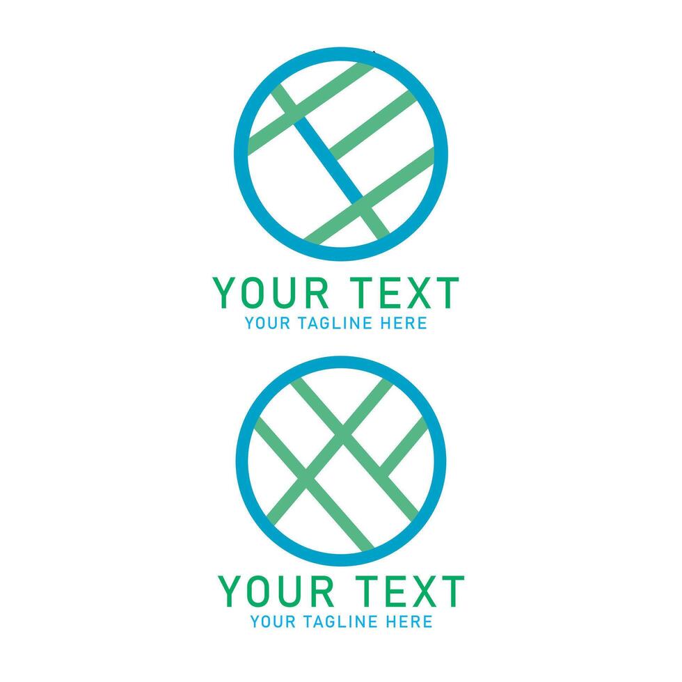 Abstract Circle Map Logo Art, Blue and Green Line Pattern Design, Two Variations Isolated on White vector