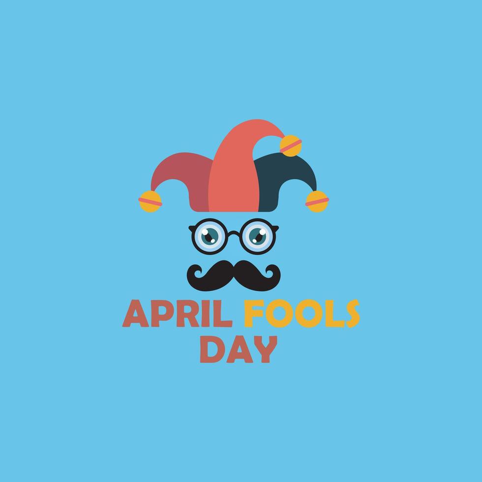 Creative April Fools Day Art, Jester Hat, Glasses, Mustache, and Typography for Holiday Fun vector