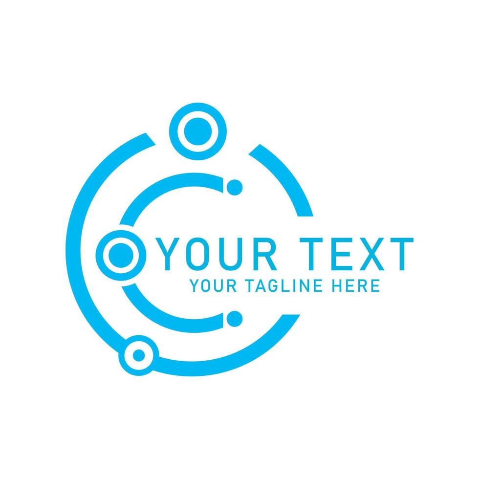 Circuit Circle Tech Logo Art, Blue Network Connection Design, Isolated on White vector