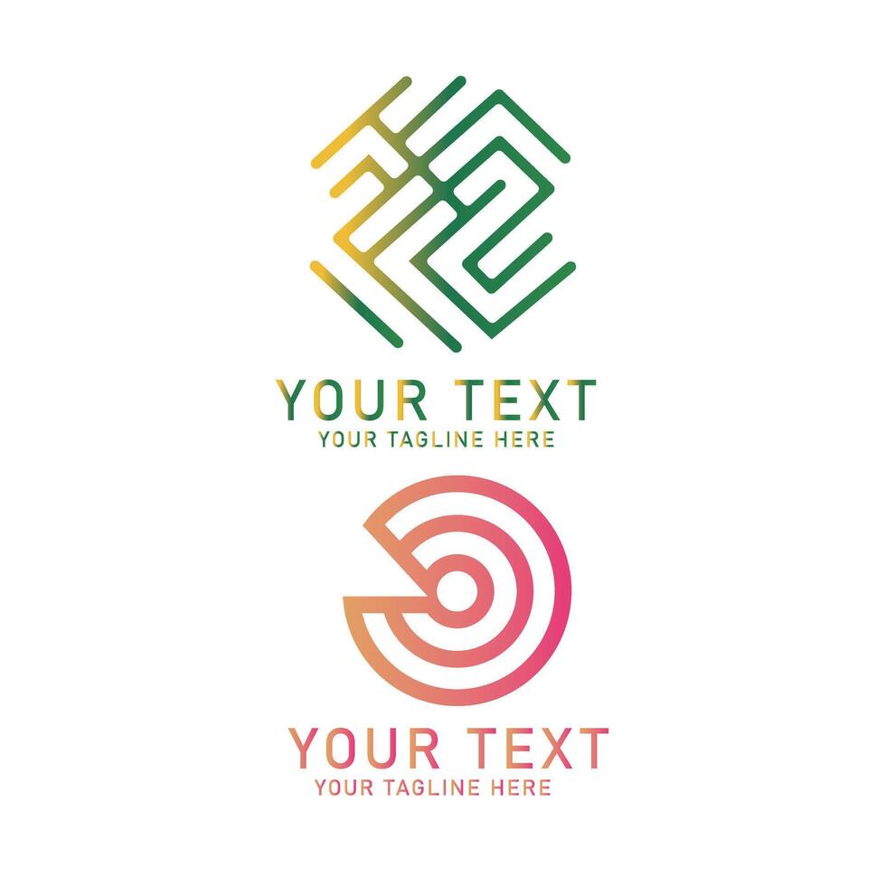 Abstract Line Logo Art Set, Gradient Line Design, Two Variations Isolated on White vector