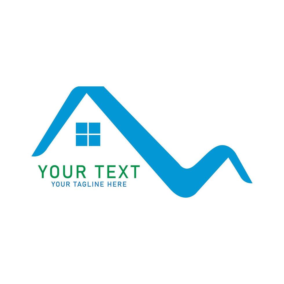 Blue Wave Home Logo Art, Abstract House with Wave Design, Isolated on White vector