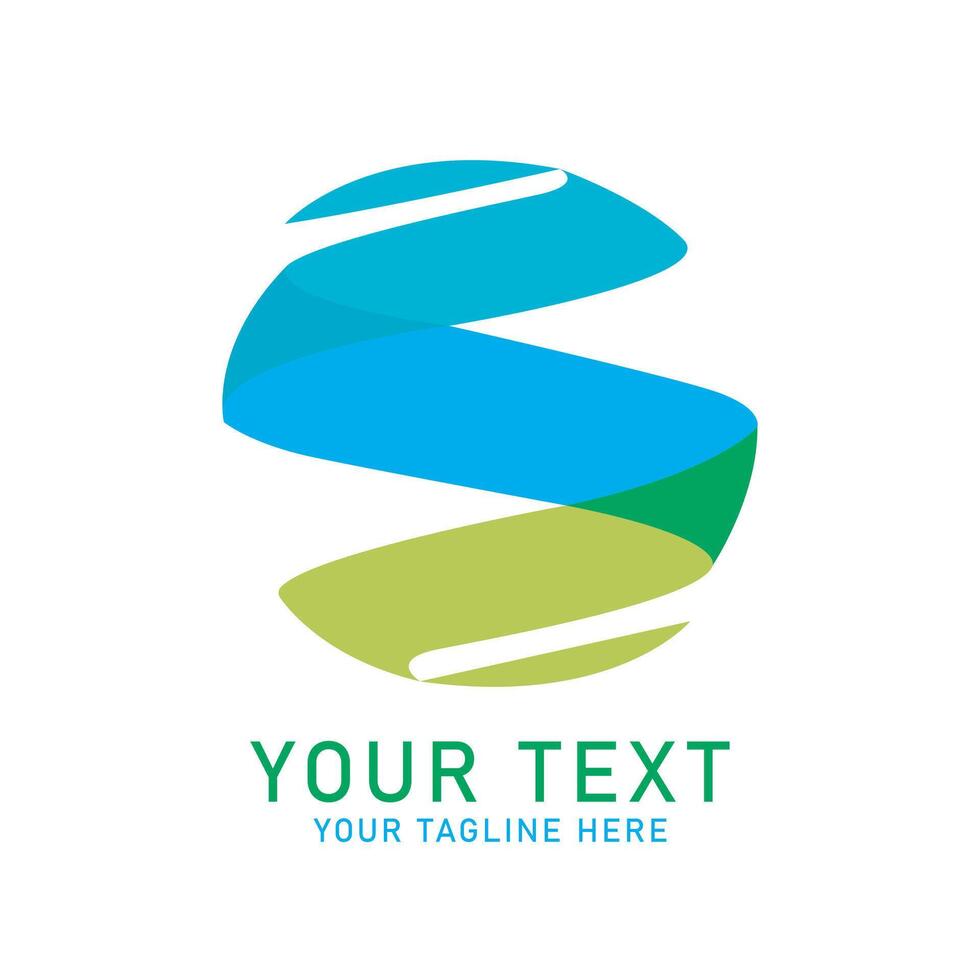 Abstract Sphere Logo Art, Blue and Green Ribbon Design, Isolated on White vector