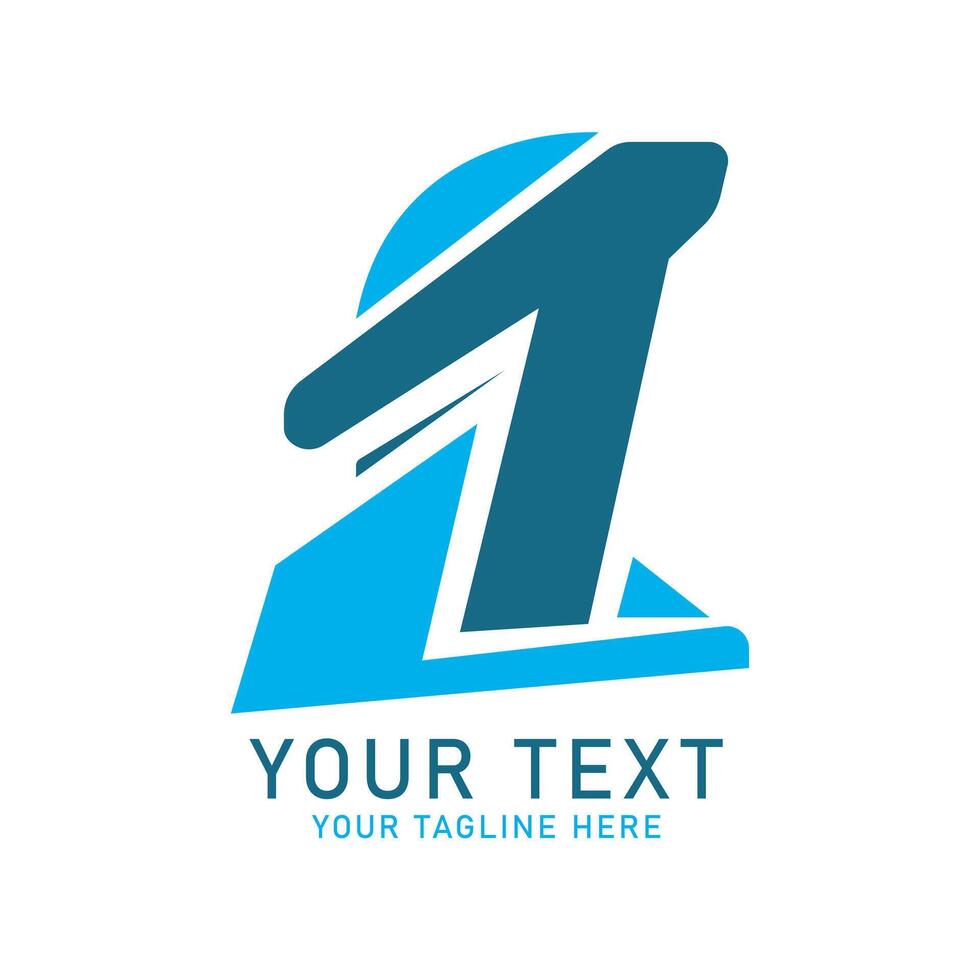 Number One Logo Art, Blue Geometric Number 1 Design, Isolated on White vector