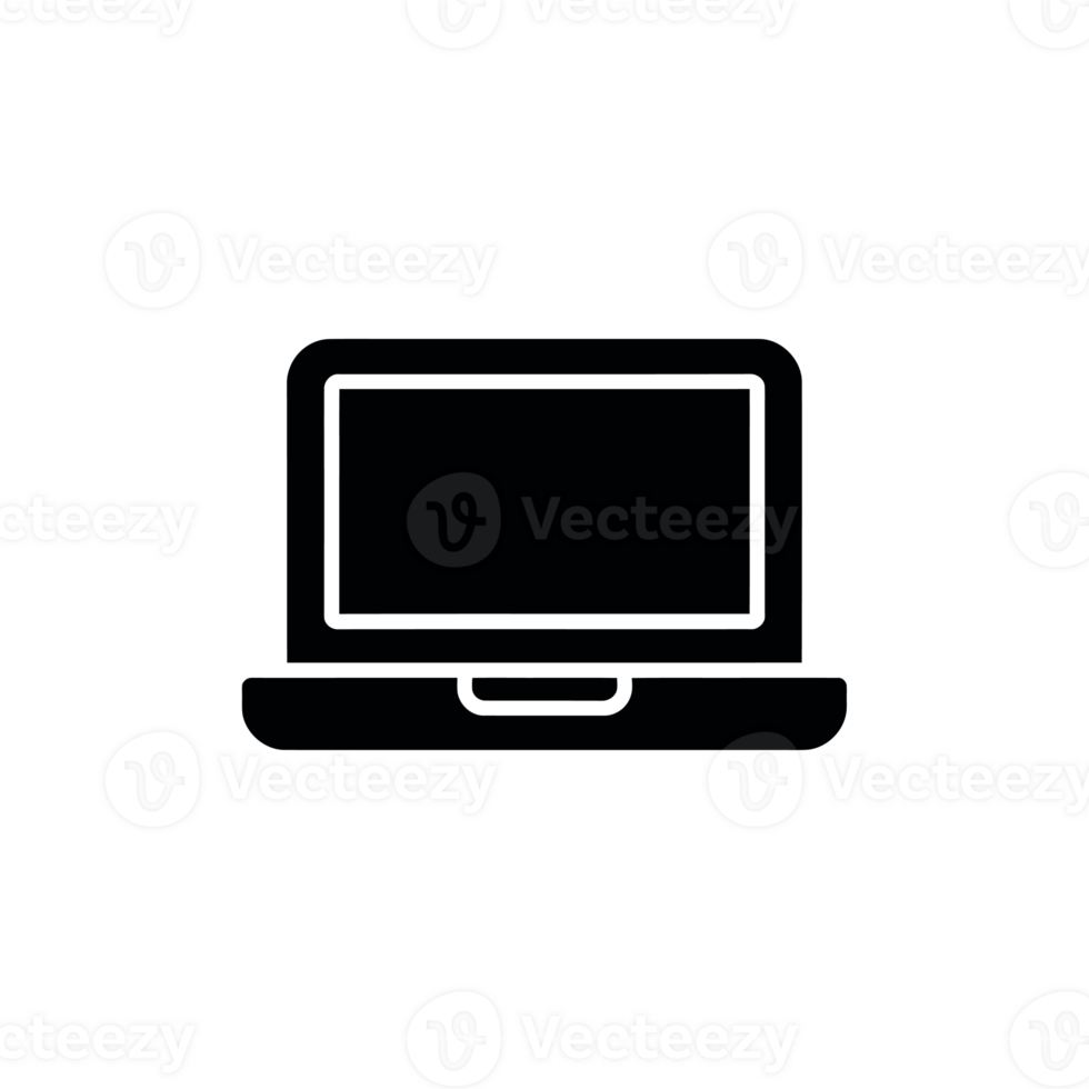 A simple black icon depicts a laptop with its screen and touchpad clearly outlined cutouts png