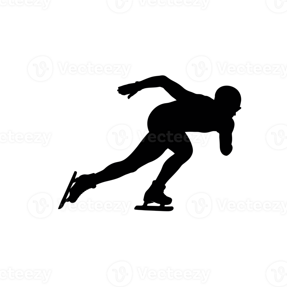 A dynamic silhouette depicts a speed skater in motion cutouts png