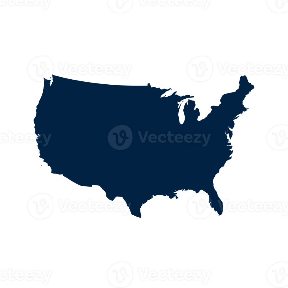 A dark silhouette outlines the continental United States cutouts png