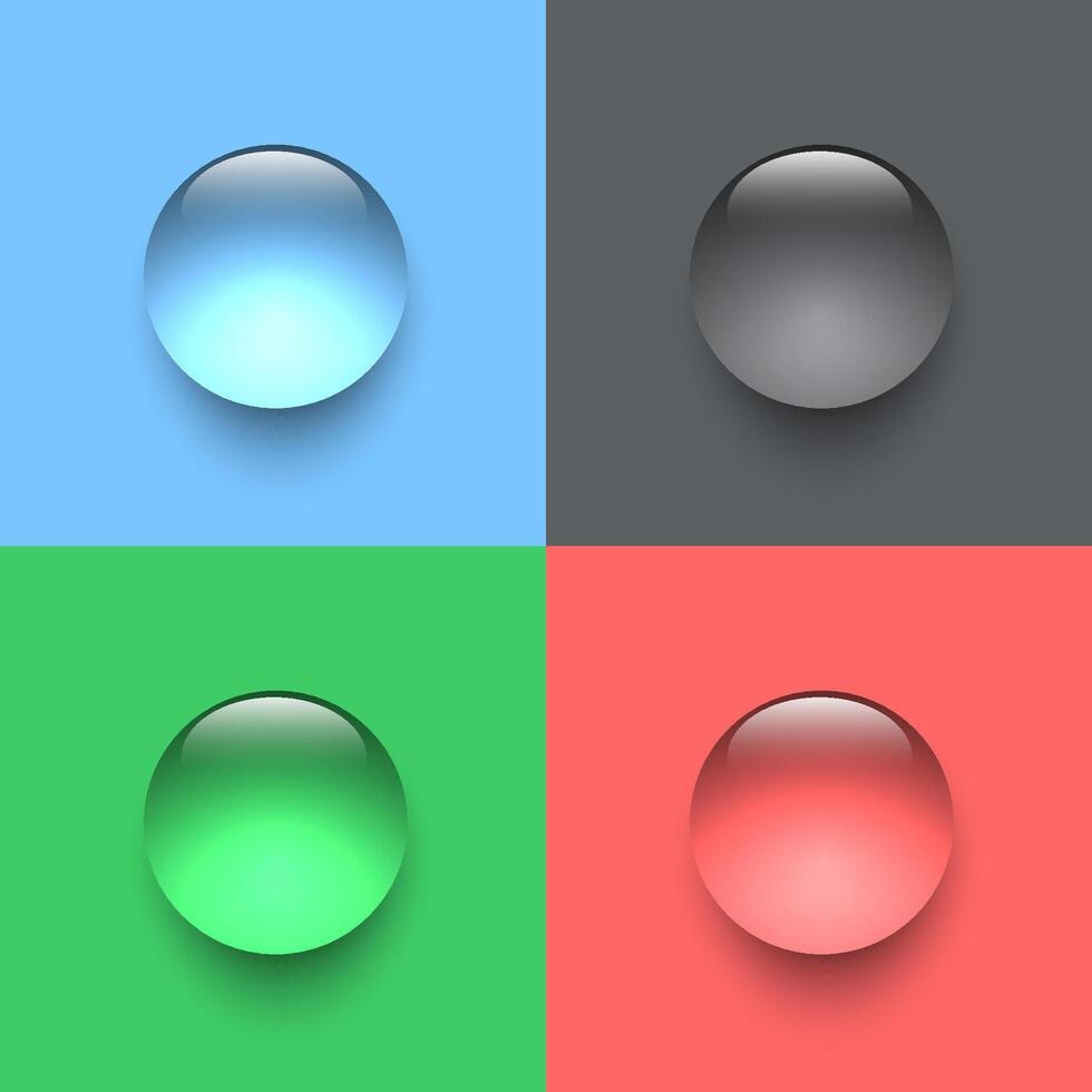 Waterdrop, raindrop or dew on a green, blue, red and grey background. Graphic design. vector