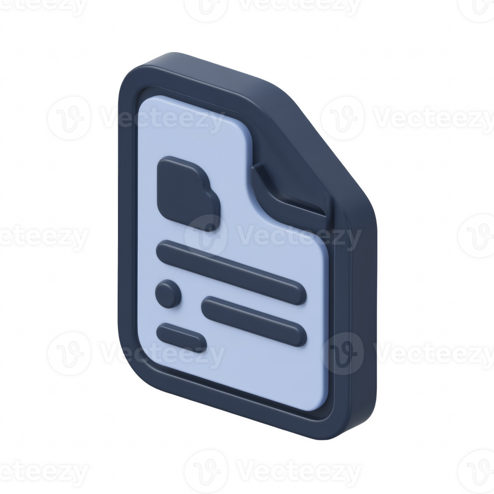 3D modern blue document file icon, digital files, paperwork, reports, and information storage icon isolated on transparent background png