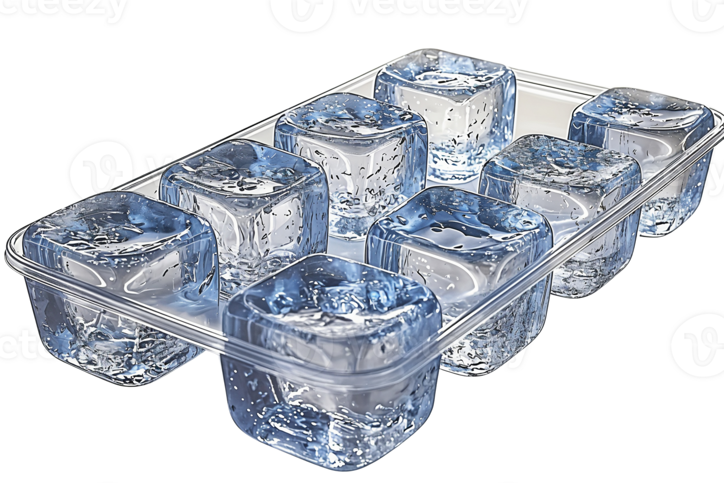 ice cubes in tray. close up view. png