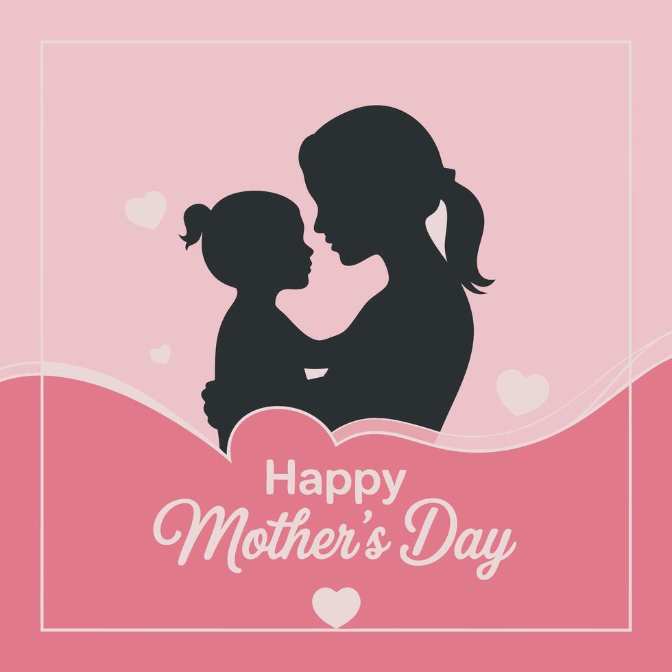 Mother and child silhouette on mothers day background vector