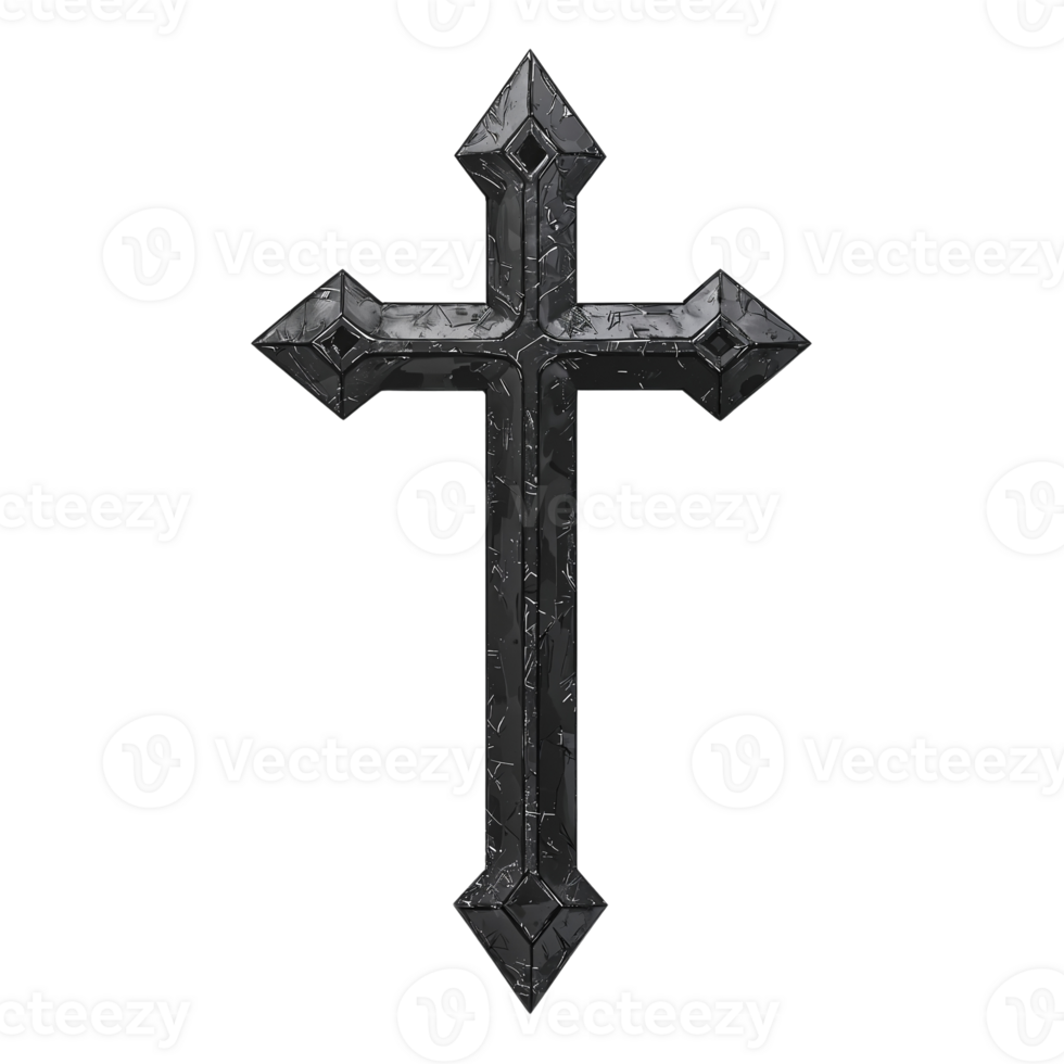 dark metal cross on transparent background png