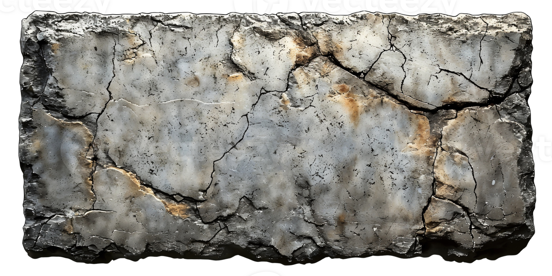 grunge stone texture, cracked surface isolated on transparent background png