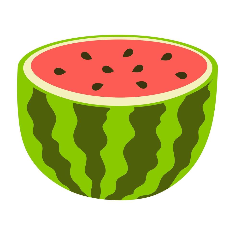 Half of ripe red watermelon with seeds. illustration. vector