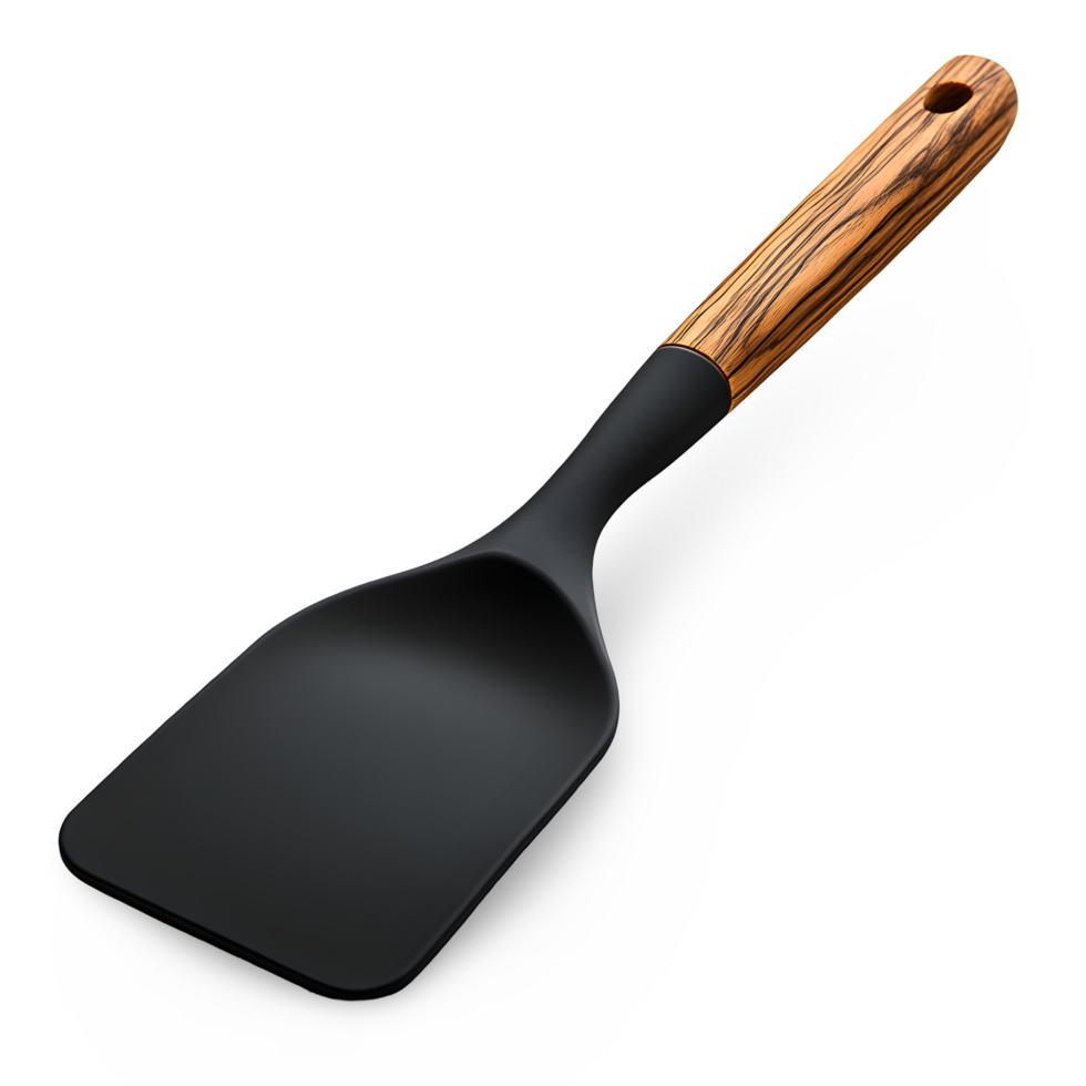 Black spatula with wood handle png