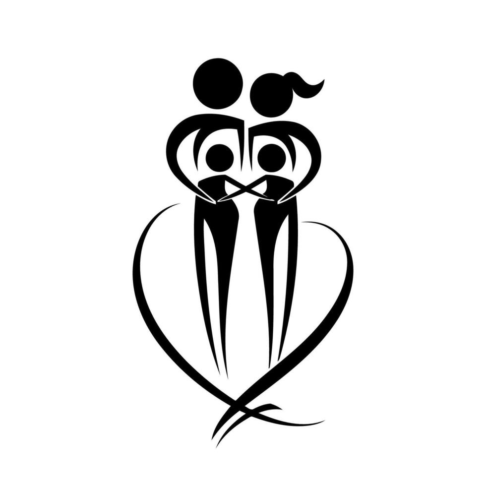 Family Heart Embrace Loving Design vector
