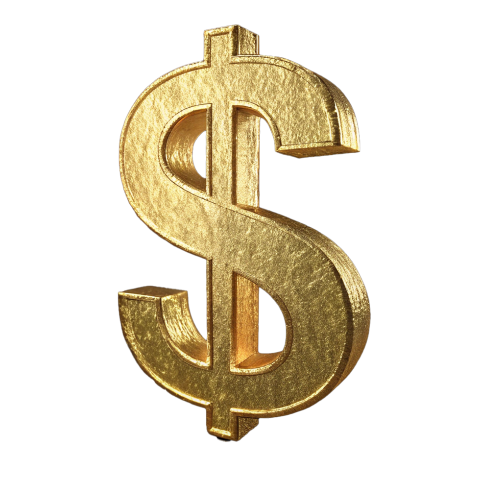 Golden dollar sign a 3d render png